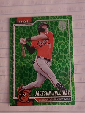 Topps Green and Orange Jackson Holliday Orioles Card Green Leaf Foil